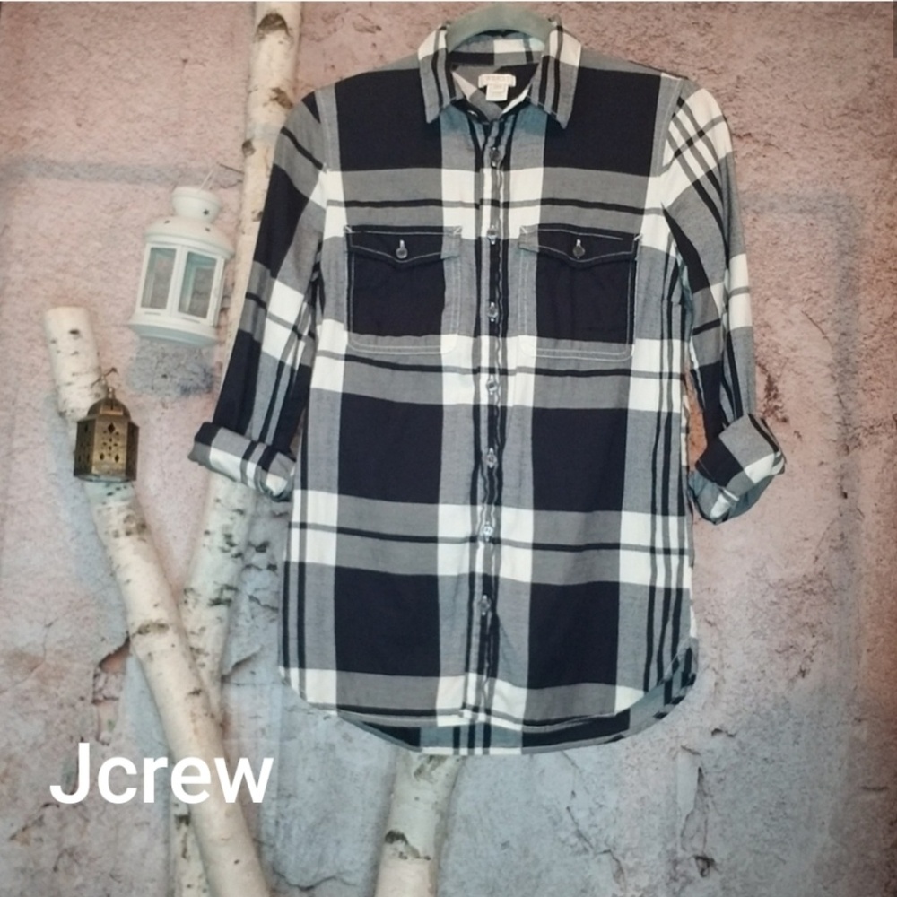 J. Crew button up plaid flannel shirt